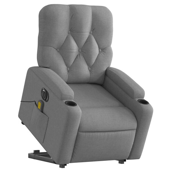 vidaXL Electric Stand up Massage Recliner Chair Light Grey Fabric