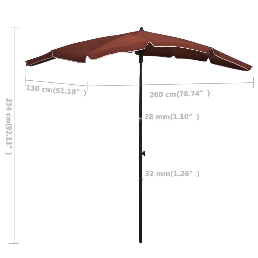 vidaXL Garden Parasol with Pole 200x130 cm Terracotta