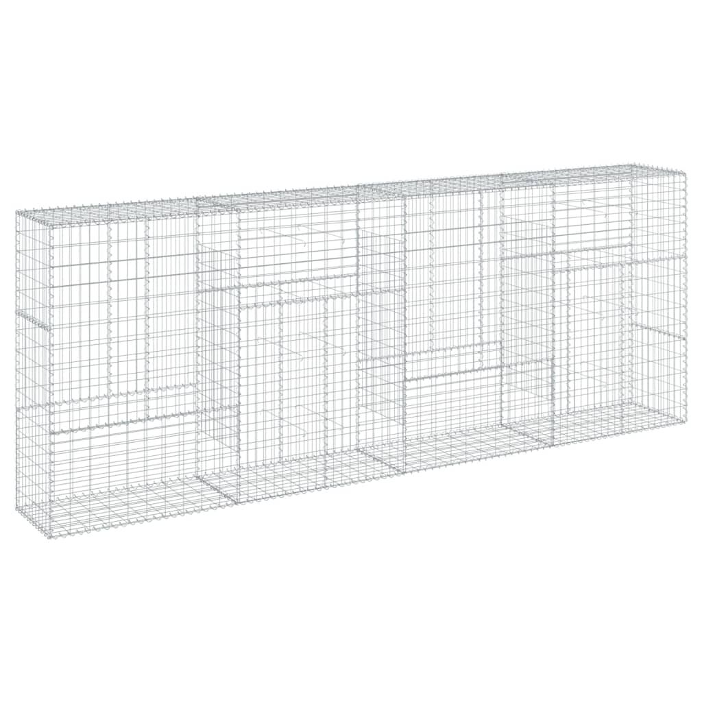 vidaXL Gabion Basket with Cover 400x50x150 cm Galvanised Iron