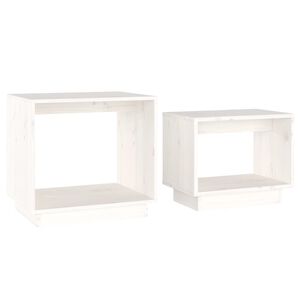vidaXL Nesting Coffee Tables 2 pcs White Solid Wood Pine