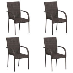 vidaXL Stackable Outdoor Chairs 4 pcs Poly Rattan Brown