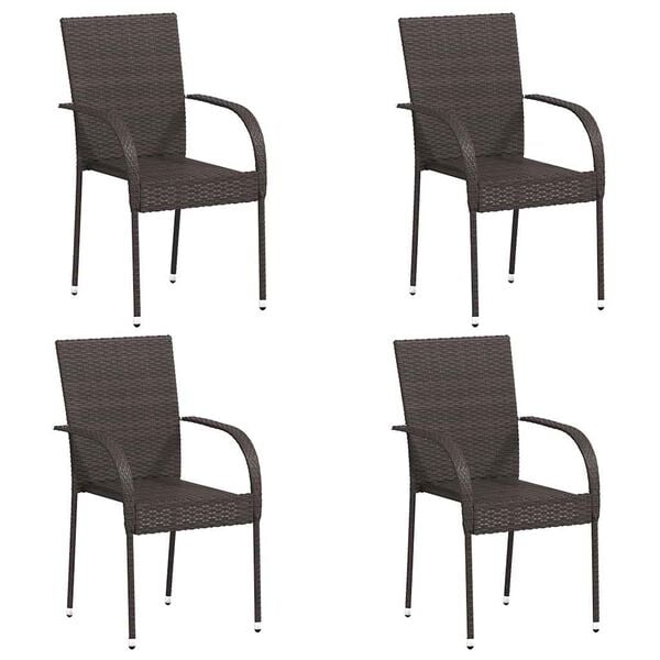 vidaXL Stackable Outdoor Chairs 4 pcs Poly Rattan Brown