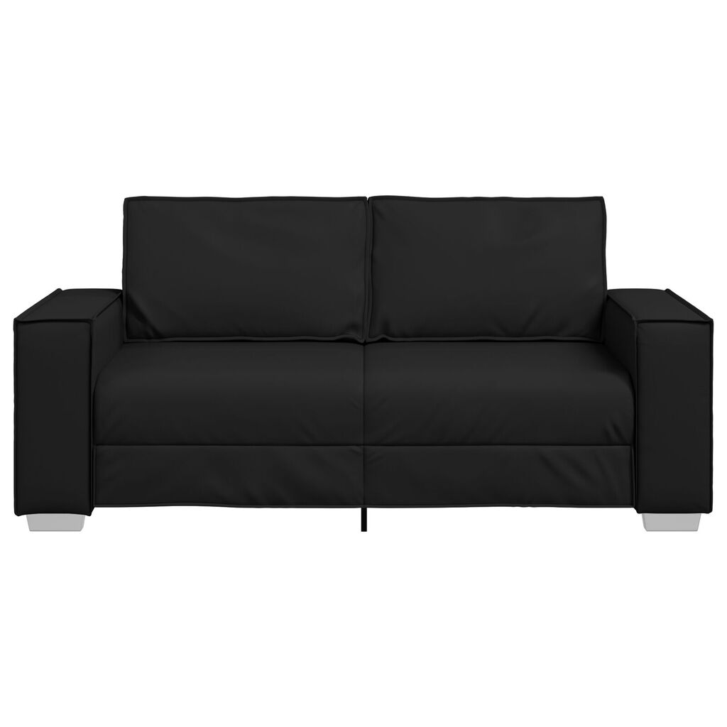 vidaXL Black Loveseat Sofa - 140 cm Faux Leather