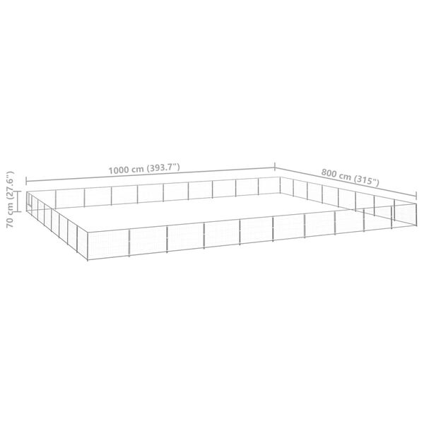 vidaXL Dog Kennel Silver 80 m² Steel