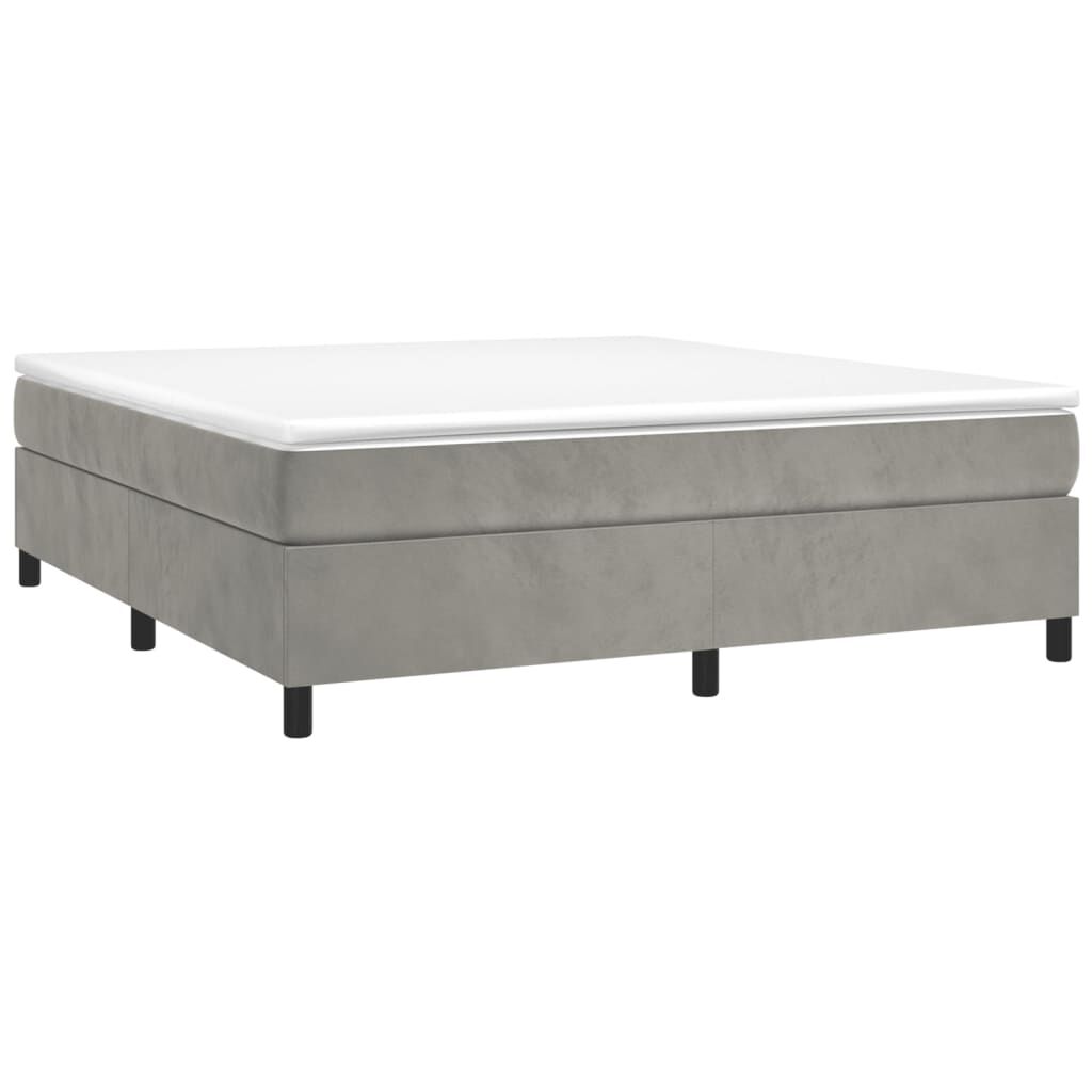 vidaXL Box Spring Bed with Mattress Light Grey 183x213 cm California King Velvet