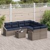 vidaXL Sofa Set with Cushion 9 pcs Grey and Navy Poly Rattan