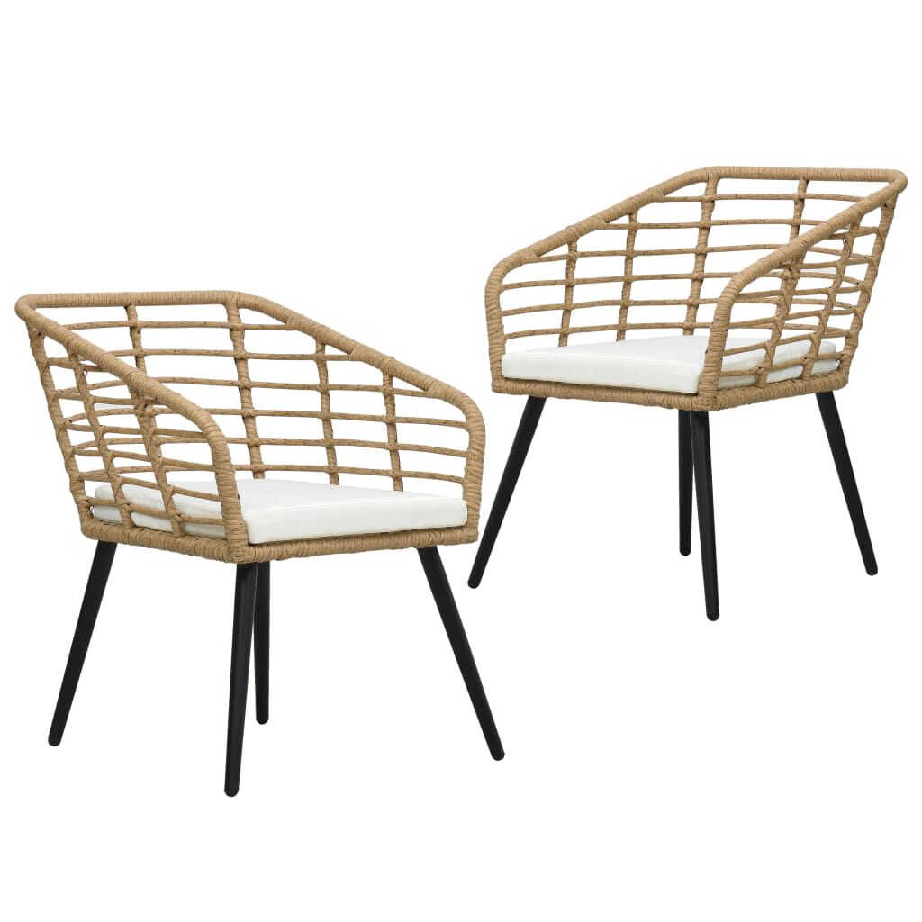 vidaXL Garden Chairs with Cushions 2 pcs Poly Rattan Oak