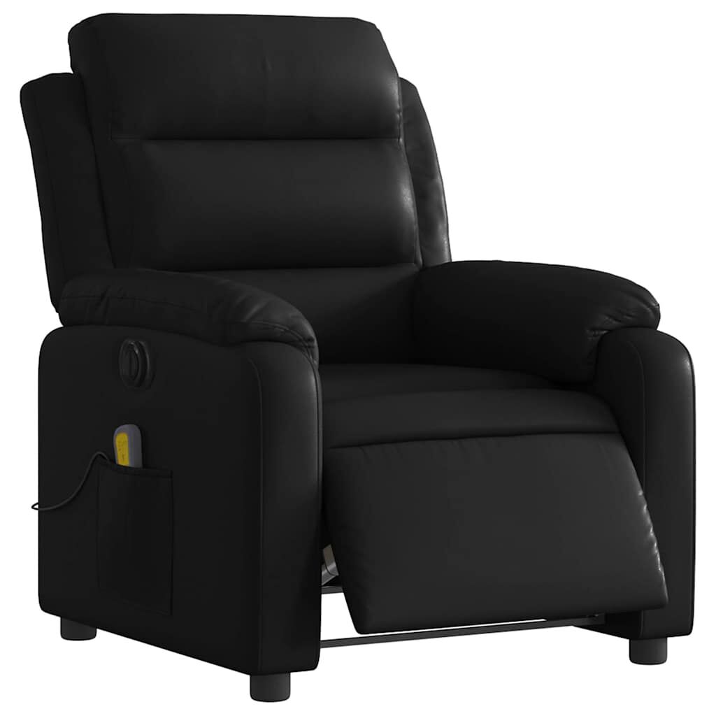 vidaXL Electric Massage Recliner Chair Black Faux Leather