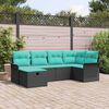vidaXL Garden Sofa Set with Cushion 6 pcs Black Poly rattan