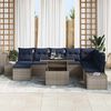vidaXL Garden Sofa Set 9 pcs Grey and Navy Blue Poly Rattan