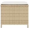vidaXL Garden Stools with Cushions 4 pcs Beige 40x40x35 cm Poly Rattan