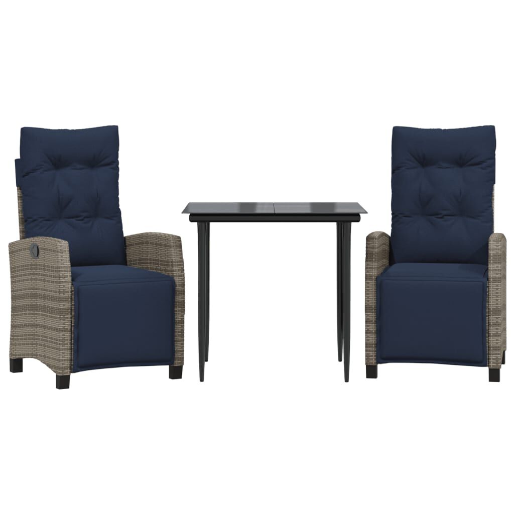 vidaXL 5 Piece Garden Dining Set with Cushions Grey Poly Rattan
