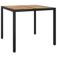 vidaXL Garden Table 90x90x75 cm Poly Rattan and Acacia Wood Black