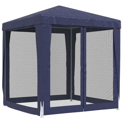 vidaXL Party Tent with 4 Mesh Sidewalls Blue 2x2 m HDPE