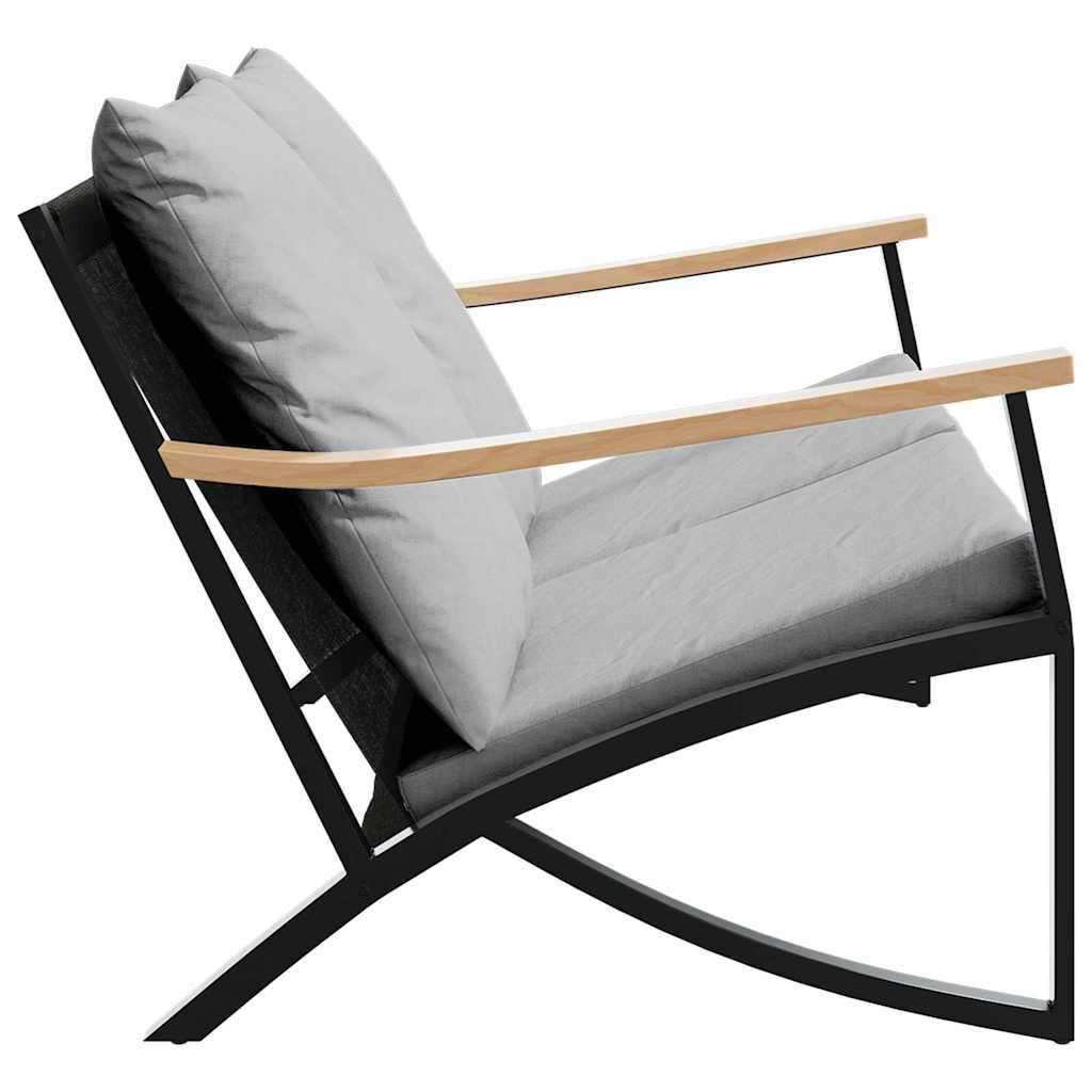 vidaXL Garden Bench with Cushions 120 cm Black Steel