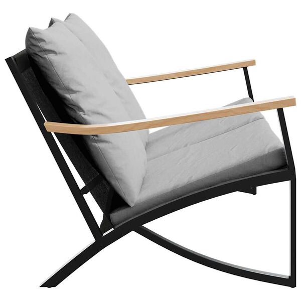 vidaXL Garden Bench with Cushions 120 cm Black Steel