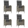 vidaXL 5 Piece Garden Dining Set with Cushions Grey Poly Rattan