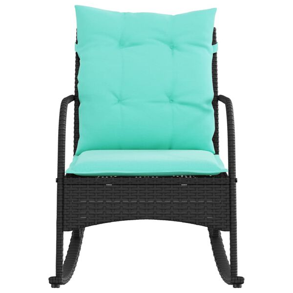 vidaXL Garden Rocking Chair with Cushions Black Poly Rattan