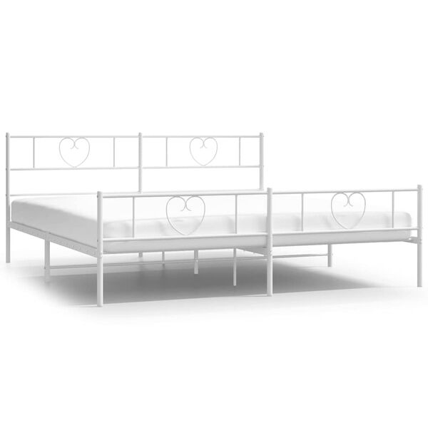 vidaXL Metal Bed Frame without Mattress with Footboard White 183x213cm