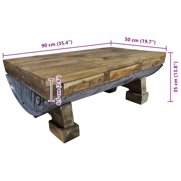 vidaXL Coffee Table Mixed Recycled Wood 90x50x35 cm