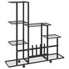 vidaXL Flower Stand with Wheel 94.5x25x92.5 cm Black Metal