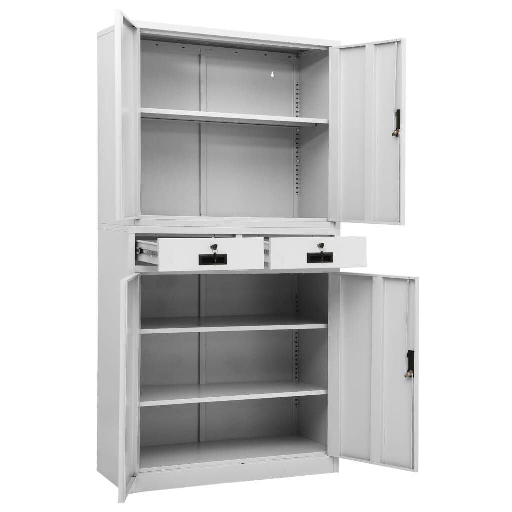 vidaXL Office Cabinet Light Grey 90x40x180 cm Steel