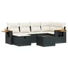 vidaXL 7 Piece Garden Sofa Set with Cushions Black Poly Rattan