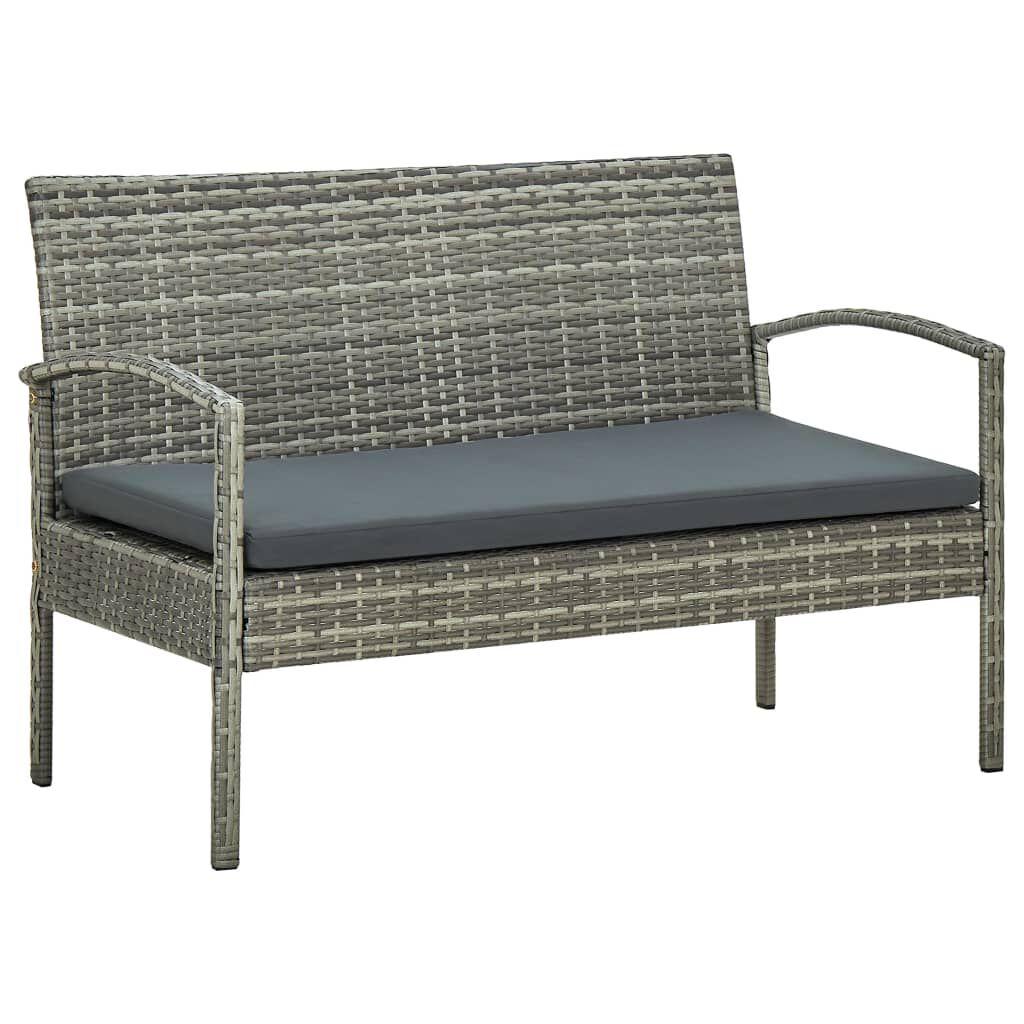 vidaXL 5 Piece Garden Lounge Set with Cushions Poly Rattan Grey