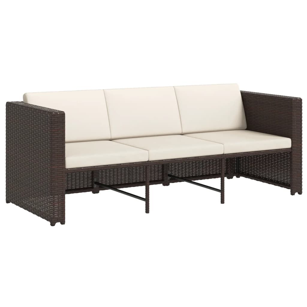vidaXL 4 Piece Garden Lounge Set with Cushions Poly Rattan Brown