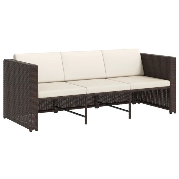vidaXL 4 Piece Garden Lounge Set with Cushions Poly Rattan Brown
