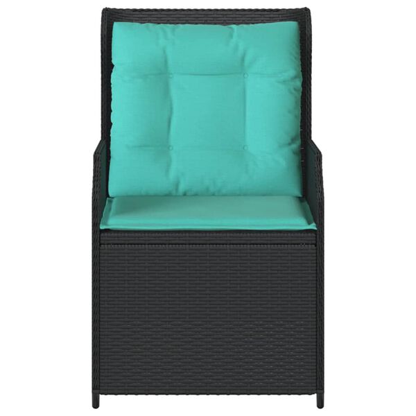 vidaXL Reclining Garden Chairs 2 pcs with Cushions Black Poly Rattan