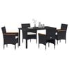vidaXL Garden Dining Set with Cushion 5 pcs Black Poly Rattan