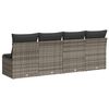 vidaXL Garden Sofa with Cushions 4-Seater Grey Poly Rattan