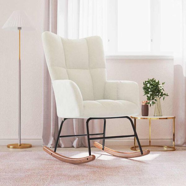 vidaXL Rocking Chair Cream White Velvet