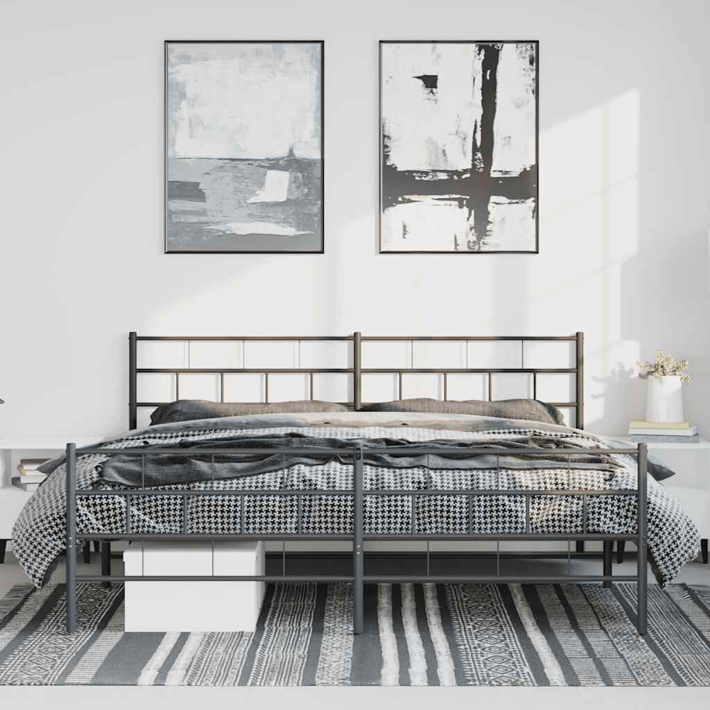 vidaXL Metal Bed Frame without Mattress with Footboard Black 193x203cm