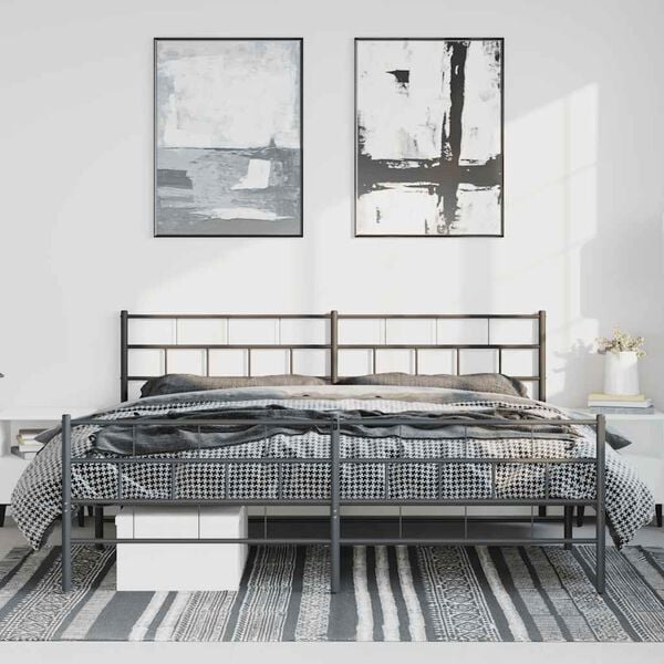 vidaXL Metal Bed Frame without Mattress with Footboard Black 193x203cm