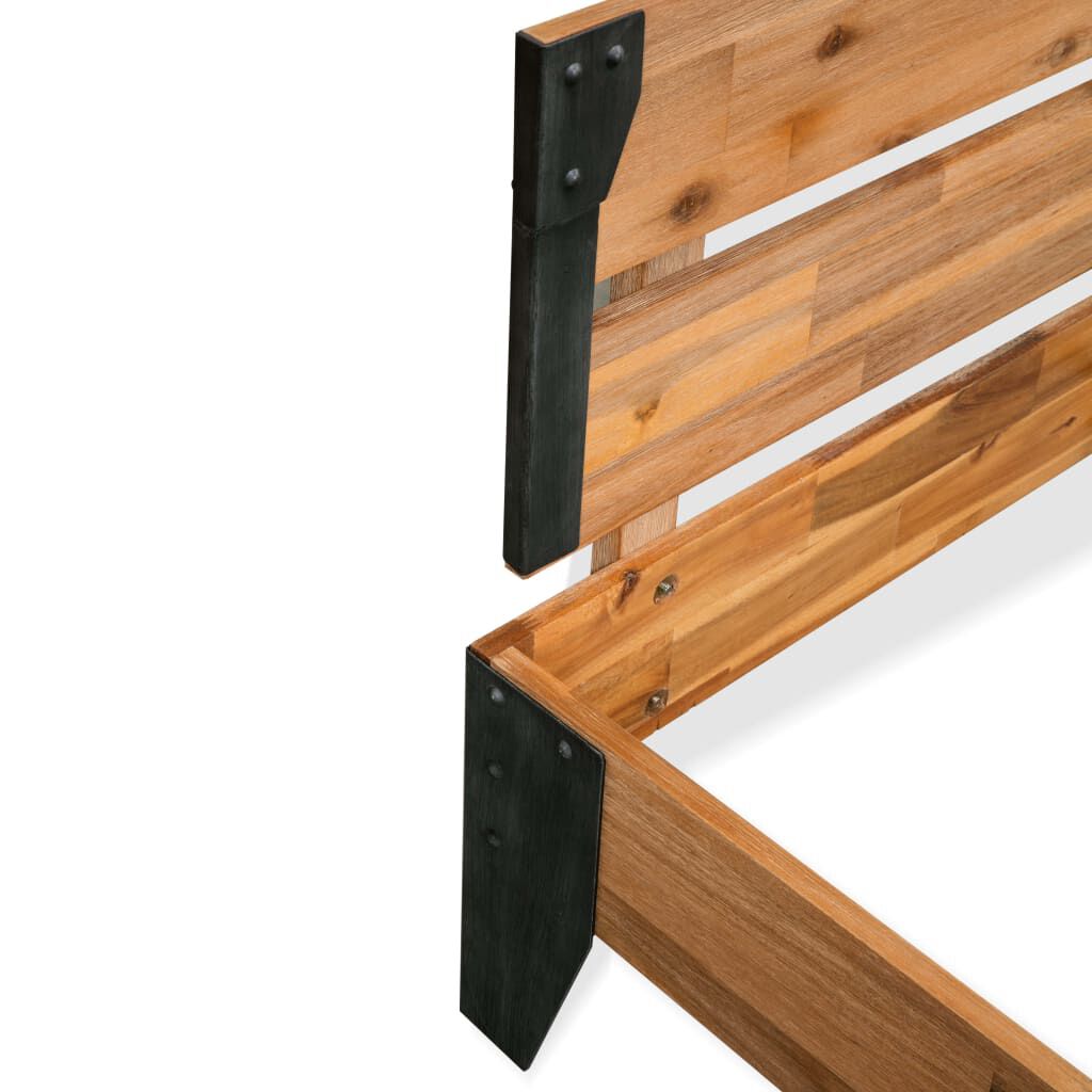 vidaXL Bed Frame without Mattress Solid Acacia Wood Steel 152x203 cm