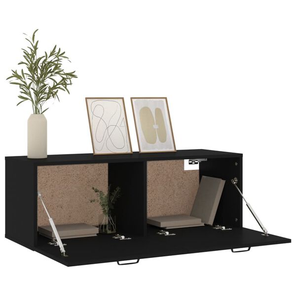 vidaXL Wall Cabinet Black 100x36.5x35 cm Engineered Wood