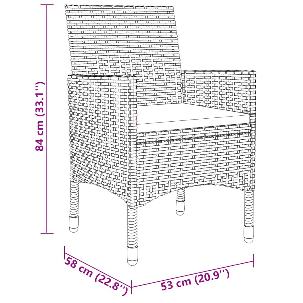 vidaXL 3 Piece Garden Dining Set Poly Rattan Beige
