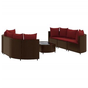 vidaXL 7 Piece Garden Sofa Set with Cushions Brown Poly Rattan