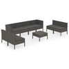vidaXL 9 Piece Garden Lounge Set with Cushions Poly Rattan Grey
