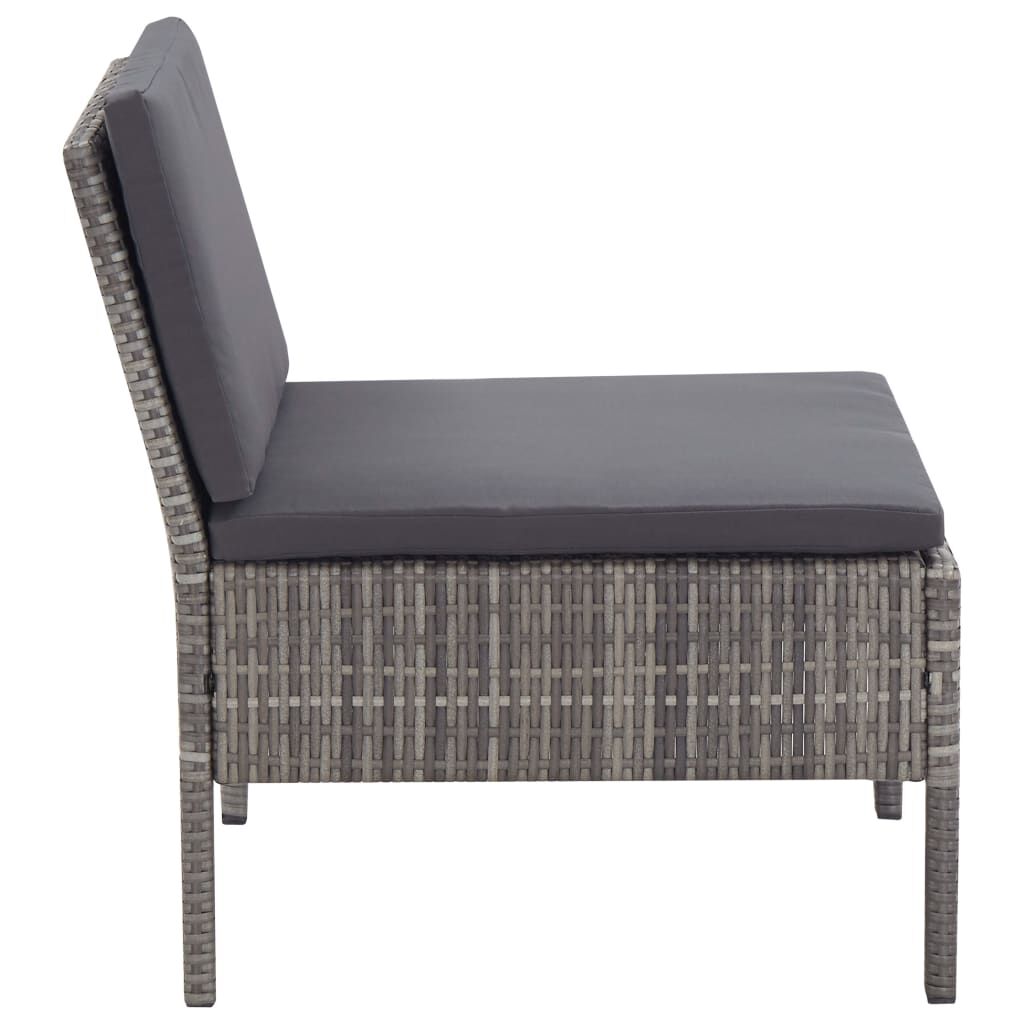 3 Piece Garden Lounge Set with Cushions Poly Rattan Grey