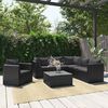vidaXL 7 Piece Garden Lounge Set with Cushions Poly Rattan Black