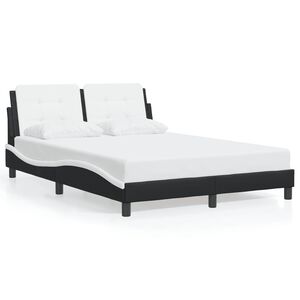vidaXL Bed Frame without Mattress "Zadar" Black and White 137x190 cm Faux Leather