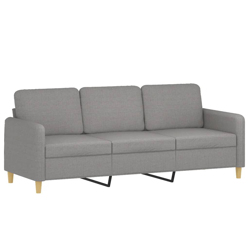 vidaXL 3-Seater Sofa with Pillows&Cushions Light Grey 180 cm Fabric