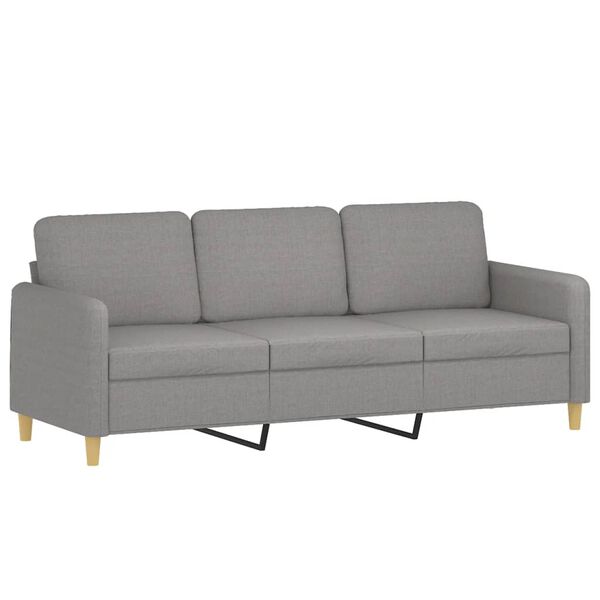 vidaXL 3-Seater Sofa with Pillows&Cushions Light Grey 180 cm Fabric