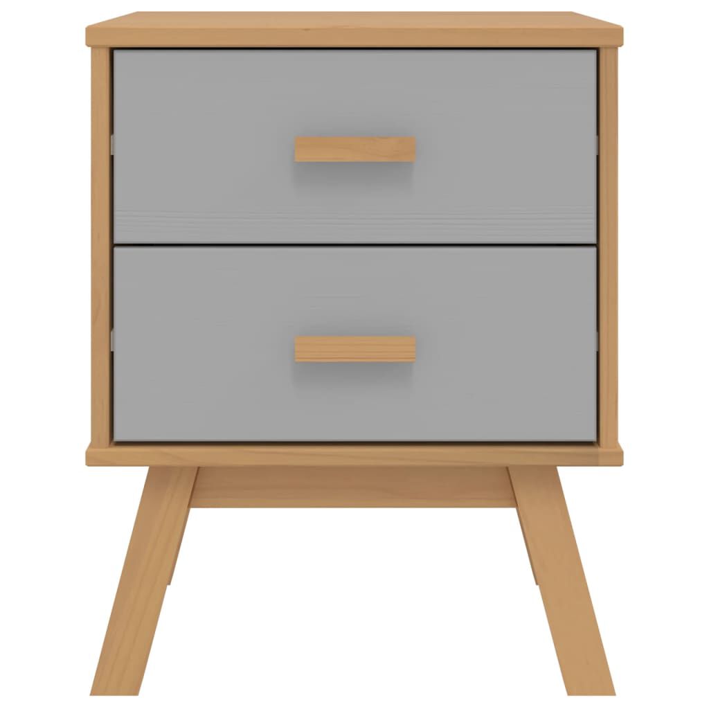 vidaXL Bedside Cabinet OLDEN Grey and Brown Solid Wood Pine