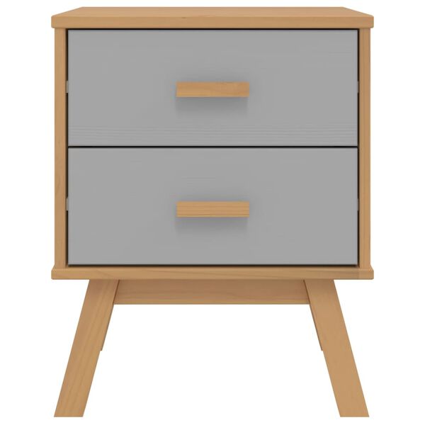 vidaXL Bedside Cabinet OLDEN Grey and Brown Solid Wood Pine