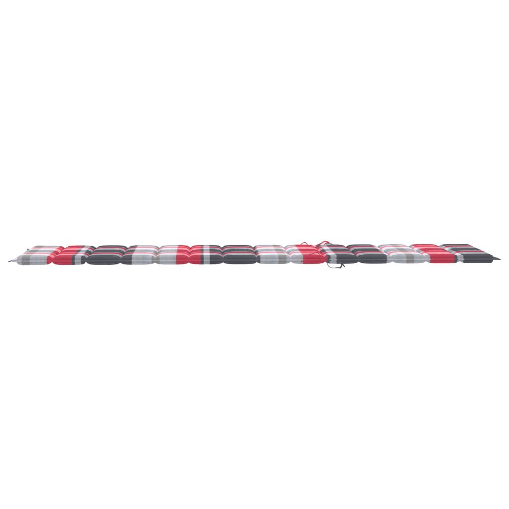 vidaXL Sun Lounger with Red Check Pattern Cushion Solid Teak Wood
