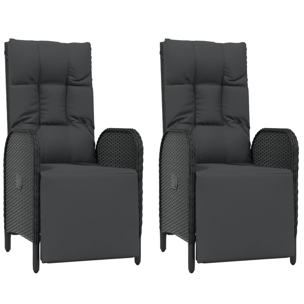 vidaXL 5 Piece Garden Dining Set with Cushions Black Poly Rattan